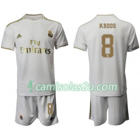 Camisolas de Futebol Real Madrid Toni Kroos 8 Criança Equipamento Principal 2019/20 Manga Curta